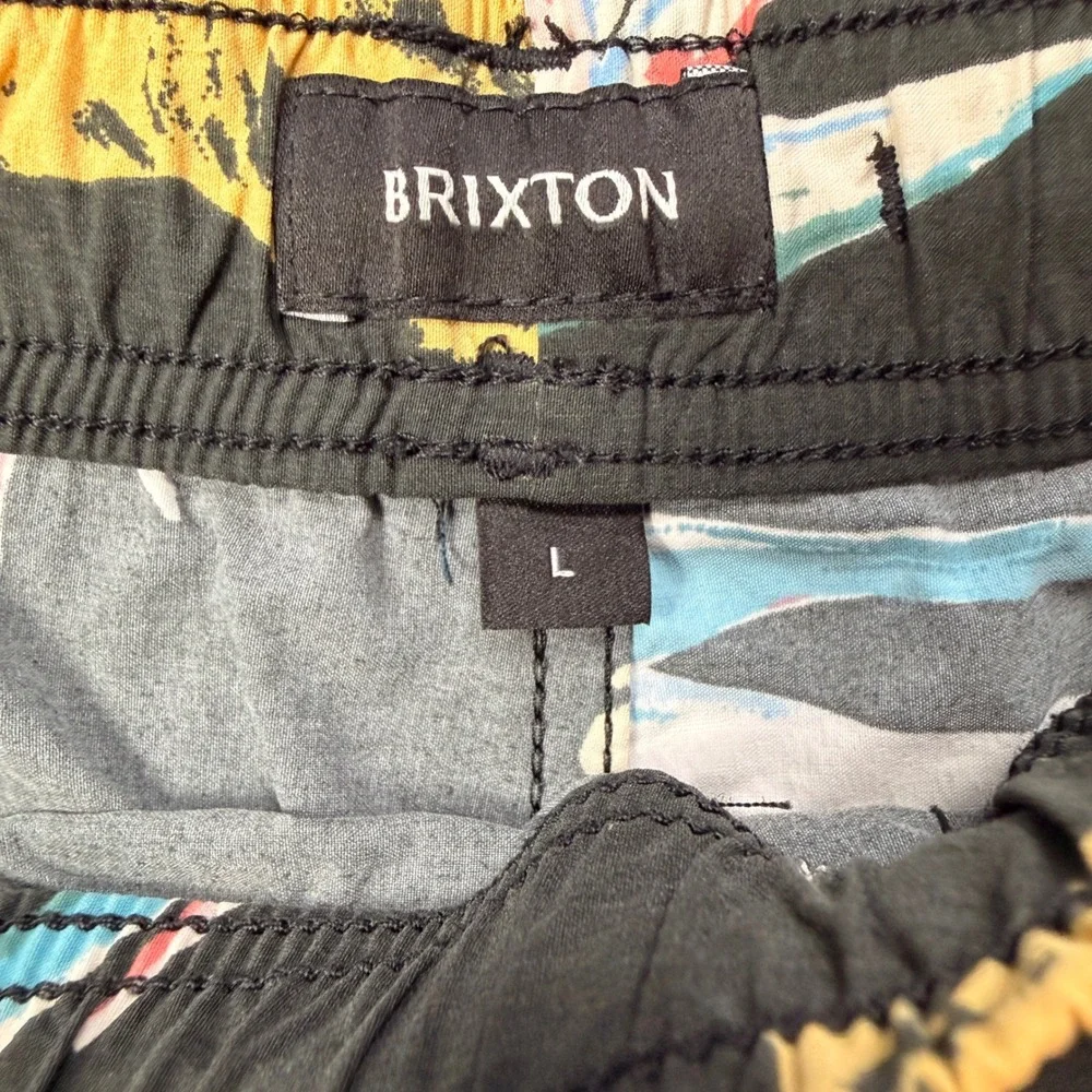 Brixton Mens‎ Flamingo Bird of Paradise Swim Trunks Black Tropical Shorts Large